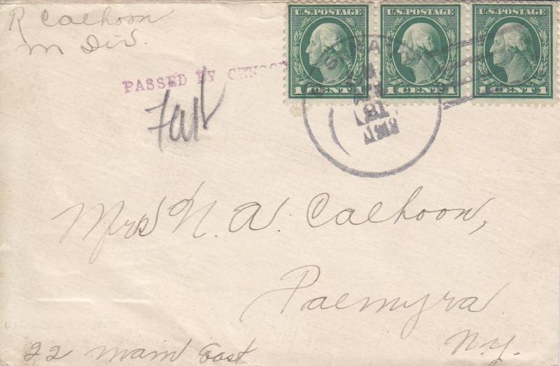 Cover:  WW 1, Censored, USS Vermont BB-21, Apr 21, 1918 (N4233)