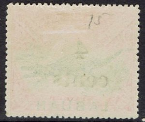 LABUAN 1904 SMALL 4C OVERPRINTED CROCODILE 12C PERF 14.5-15