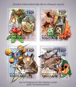 TOGO 2011 SHEET YEAR OF THE BATS WILDLIFE tg11301a