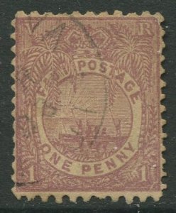 STAMP STATION PERTH Fiji #55 Fijian Canoe Issue 1896 - Used CV$1.10