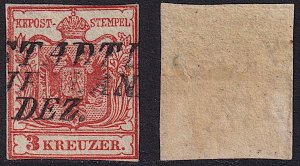 Austria - 1850 - Scott #3 - used - Type I - NEUSTADTL BEI FRIEDLAND pmk Cz Rep