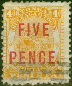 Tonga 1893 5d on 4d Orange SG17 Good Used