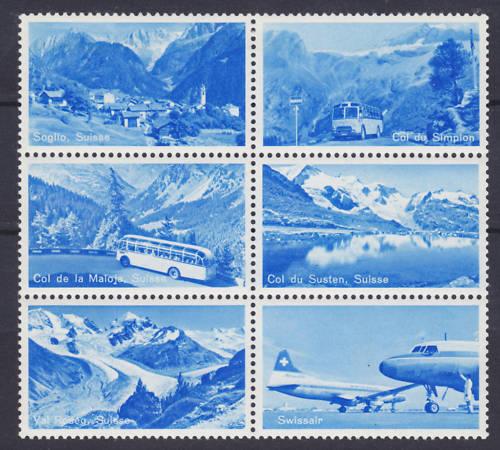 Switzerland, c. 1950 Scenic & Transportation Labels VF 