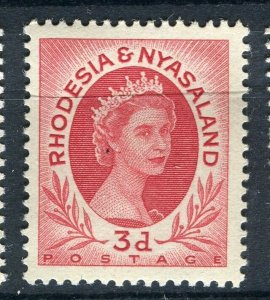 RHODESIA; NYASALAND 1954 early QEII portrait issue mint hinged 3d. value