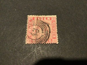 Germany Baden 1860 9 Kreuzer used stamp Ref 58921