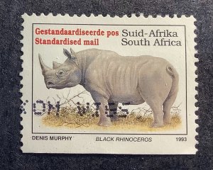 South Africa 1993 Scott 856 used - (45c), endangered animals, Black Rhinoceros