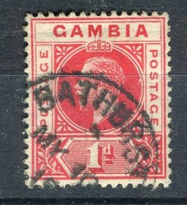 GAMBIA; 1912 early classic GV issue fine used 1d. value