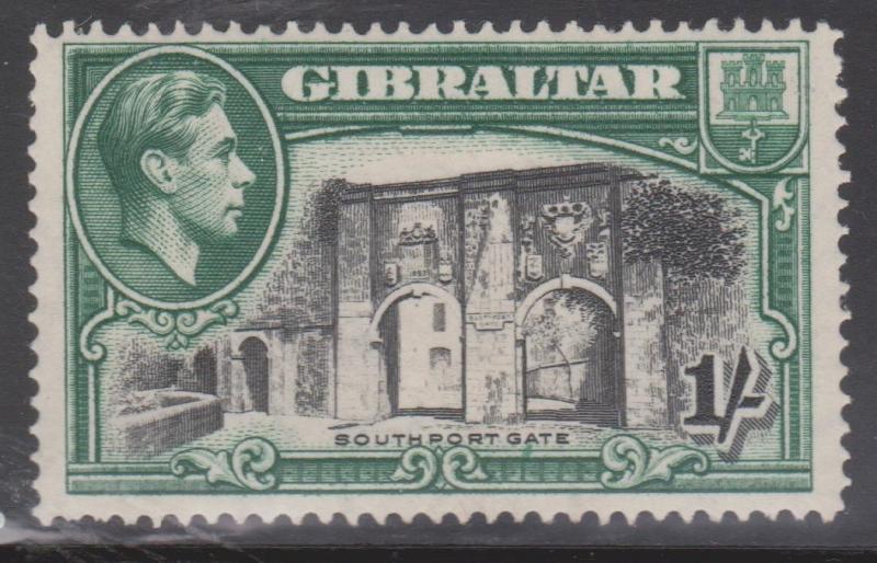 GIBRALTAR Scott # 114a Mint Hinge Remnant - KGVI Pictorial Perf 14 x 14