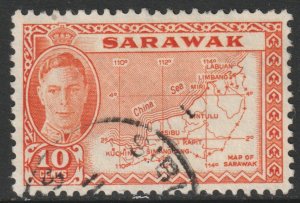 Sarawak Scott 195 - SG186, 1952 Map 10c used