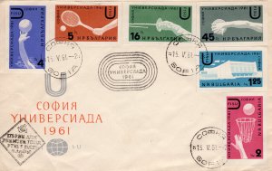 Bulgaria 1961 Sc#1157/1162 SPORTS Tennis/Water Polo/Basketball Set IMPERF.FDC