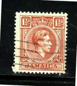 JAMAICA #118  1938 1 1/2p  KING GEORGE VI     F-VF USED  a