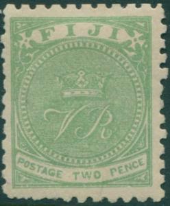 Fiji 1881 SG40 2d yellow-green Crown and VR p10 MLH