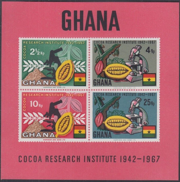 GHANA Sc # 323-6a COCOA PRODUCTION SHEETS of 12 + IMPERF S/S (See Description)