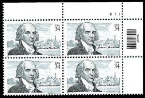 PCBstamps   US #3545 PB $1.36(4x34c)James Madison, B111, MNH, (PB-2a)