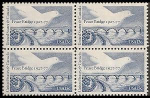 US 1721 Peace Bridge 13c block (4 stamps) MNH 1977