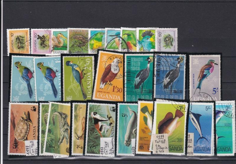 Uganda Various Birds Fish Animals Reptiles Stamps Ref 24911