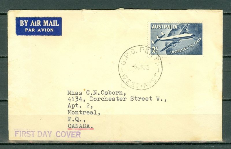 AUSTRALIA 1958 AVIATION  FDC TO CANADA ....#C8