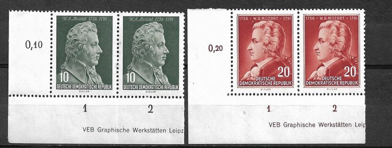 COLLECTION LOT #729 GERMANY EAST #278-9 2 PAIRS 1956 CV+$29