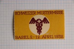 Swiss German Pattern Medical Fair Expo Basel 1932 poster label ad Mint MH OG