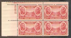#786 Jackson Scott Plate Block Mint 