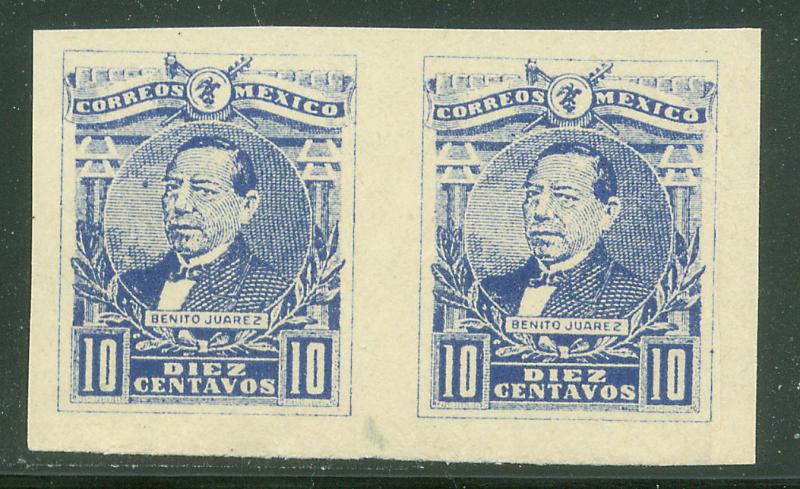 MEXICO 505Var, 10c BENITO JUAREZ.IMPERF PAIR MINT, NEVER HINGED. (631)