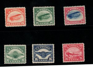 USA #C1 - #C6 Very Fine+ Never Hinged Airmails