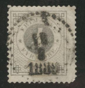 SWEDEN Scott 42 1886 Post Horn on back CV$1.60