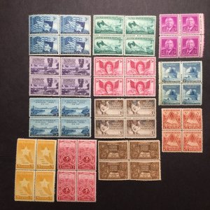 USA, 1940'S, MINT NH, 12 BLOCKS OF 4, 1945 / 1948 COLLECTION