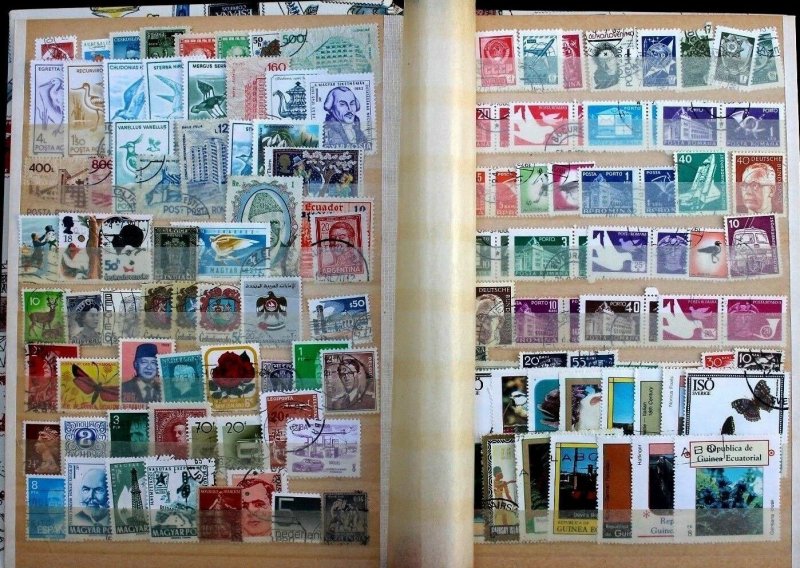 Wordwide Stamp Collection Lot 1000 MNH, MH, Used Vintage Stock Book Album