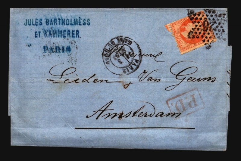 France 1870 Cover to Netherlands / Light Fold - Z16600