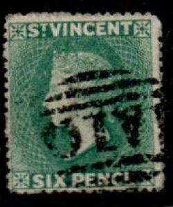 ST.VINCENT SG19 1873 6d DULL BLUE-GREEN USED