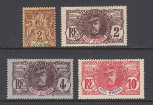 Ivory Coast Sc 2, 22, 23, 25 MNG. 4 different earlies, no gum, fresh, F-VF