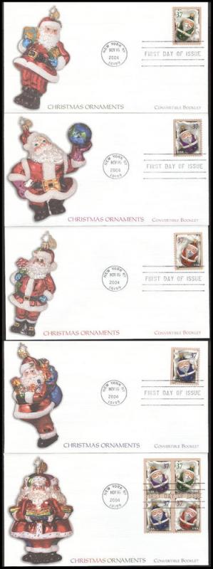 #3883-86v Santa Ornaments Fleetwood FDC Set