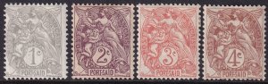 French Offices Port Said 1902 Sc 18-21 set low values MLH*