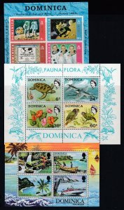 Dominica - Lot of 24 Souvenir Sheets & 4 Cayman Islands - 20% of SCV of $58.55