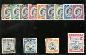 Grenada 1953 QEII set complete superb MNH. SG 192-204. Sc 171-183.