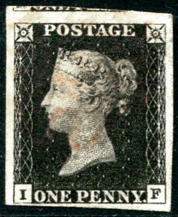 Great Britain #1 Penny Black (IF) VF 4 Margins