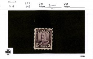 Canada, Postage Stamp, #153 Mint NH, 1928 King George (AB)