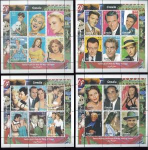 Souvenir Sheet Set FAMOUS ACTORS FROM THE CINEMA (Unauthorized) MNH Somalia E7