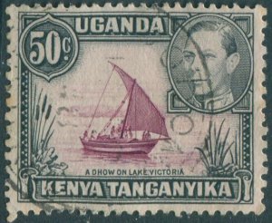 Kenya Uganda and Tanganyika 1938 SG144 50c black and purple KGVI dhow #1 FU (amd