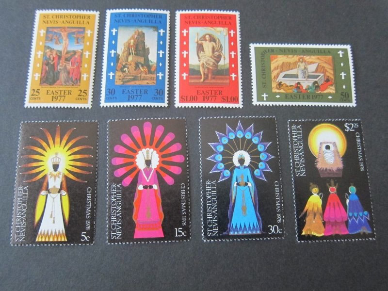 St. Kitts and Nevis 1977 Sc 335-8,376-9 Christmas Religion set MNH