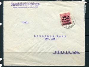 Germany 1923 Cover Wurttemberg Berlin  Single Usage Overprint  4820