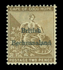 BECHUANALAND 1885  Hope Seated  2p bister  Scott # 7 mint MH VF