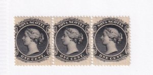 NOVA SCOTIA # 8a VF-MNH STRIP OF 3 CAT VALUE $120