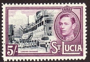 1938 - 1948 St Lucia KGVI 5/  Loading Bananas issue MMH Sc# 124 CV: $10.00