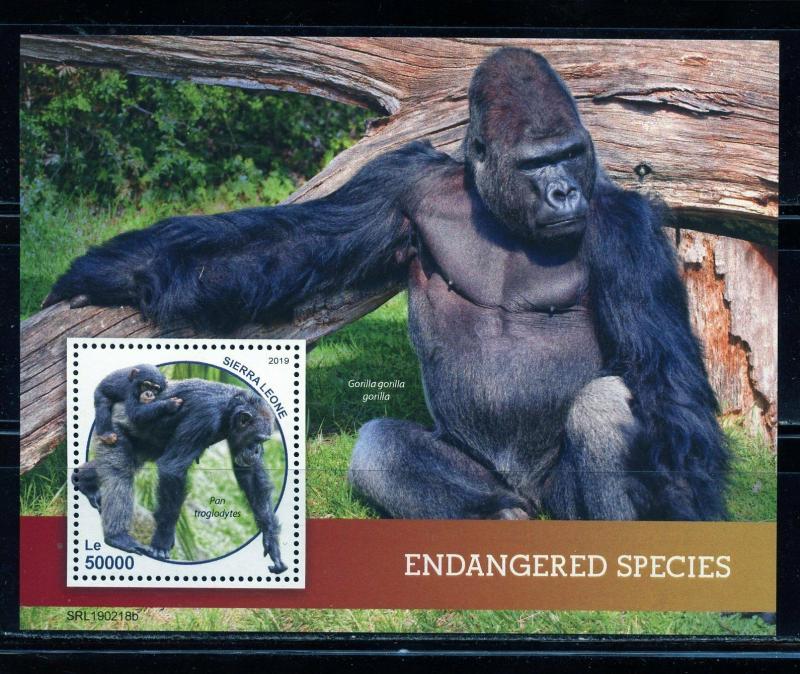 SIERRA  LEONE 2019 ENDANGERED SPECIES SOUVENIR SHEET  MINT NEVER   HINGED