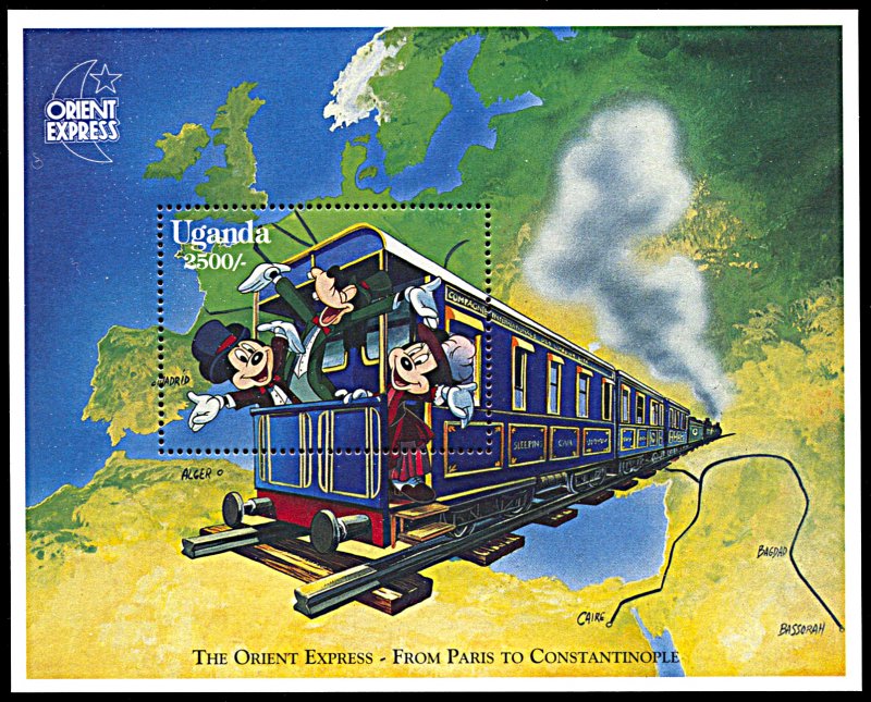 Uganda 1409, MNH, Disney On the Orient Express souvenir sheet