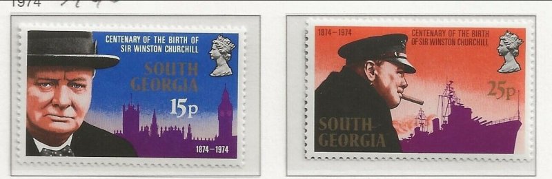 SOUTH GEORGIA Sc 39-40+40a MNH SET+S/S of 1974 - CHURCHILL