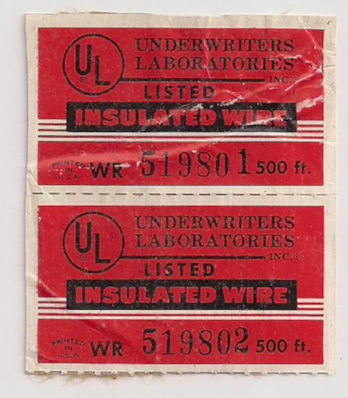 Insulated Wire Trademark Inspection Stamps ca 1980s pair -VERY scarce