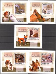 {060} Sao Tome & Principe 2010 Dogs 5 S/S Deluxe MNH**